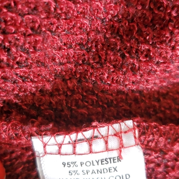 New Directions hacci cowl Neck red Sweater Size S Petite  3/4 sleeves Valentines - Picture 13 of 14